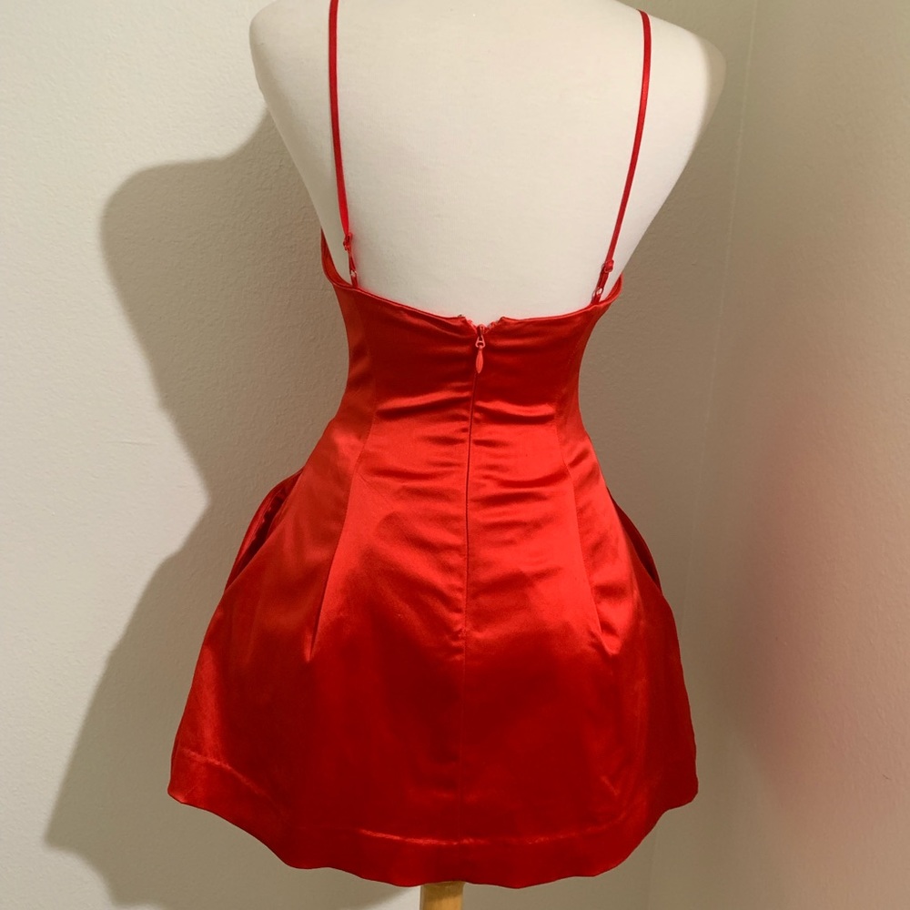 Red bebe satin dress
